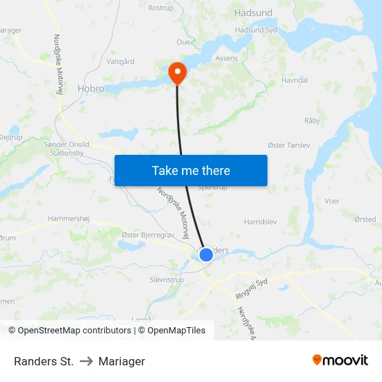 Randers St. to Mariager map