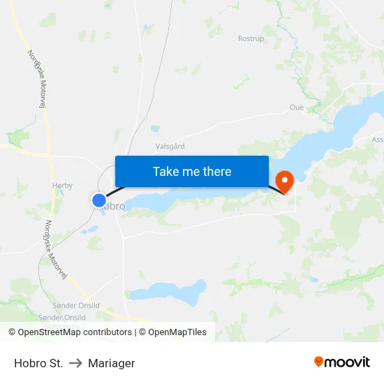 Hobro St. to Mariager map