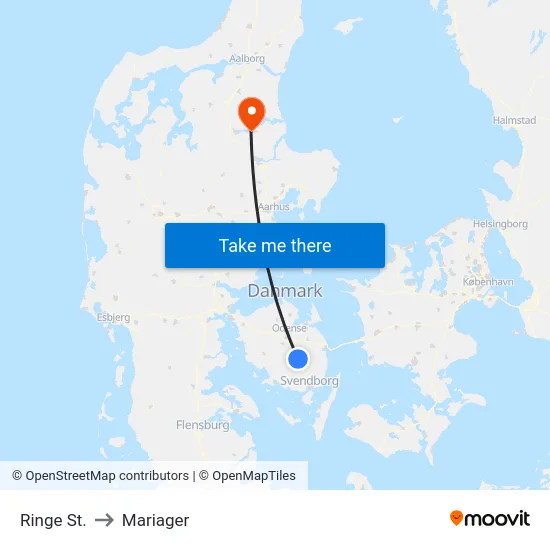 Ringe St. to Mariager map