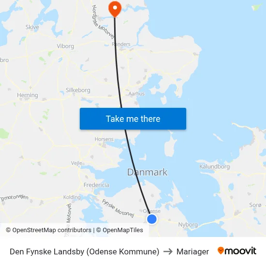 Den Fynske Landsby (Odense Kommune) to Mariager map