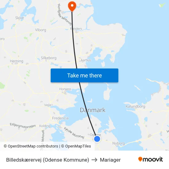 Billedskærervej (Odense Kommune) to Mariager map