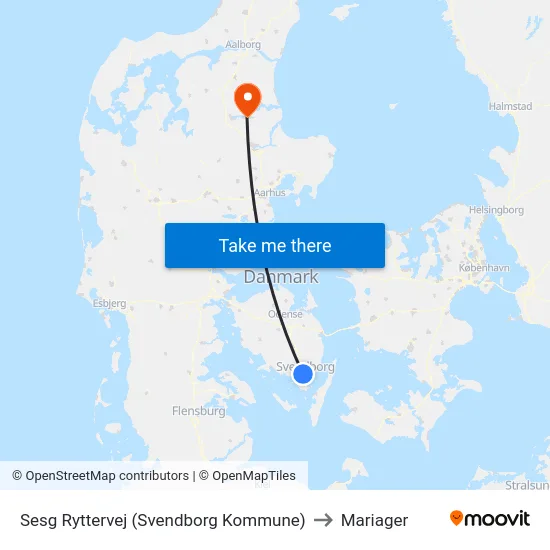 Sesg Ryttervej (Svendborg Kommune) to Mariager map