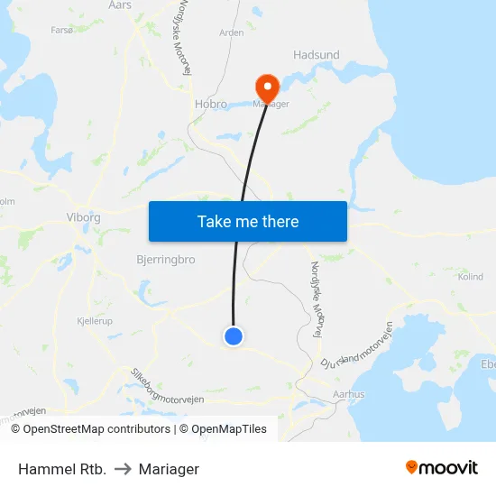 Hammel Rtb. to Mariager map