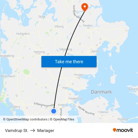 Vamdrup St. to Mariager map