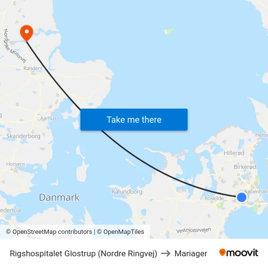 Rigshospitalet Glostrup (Nordre Ringvej) to Mariager map