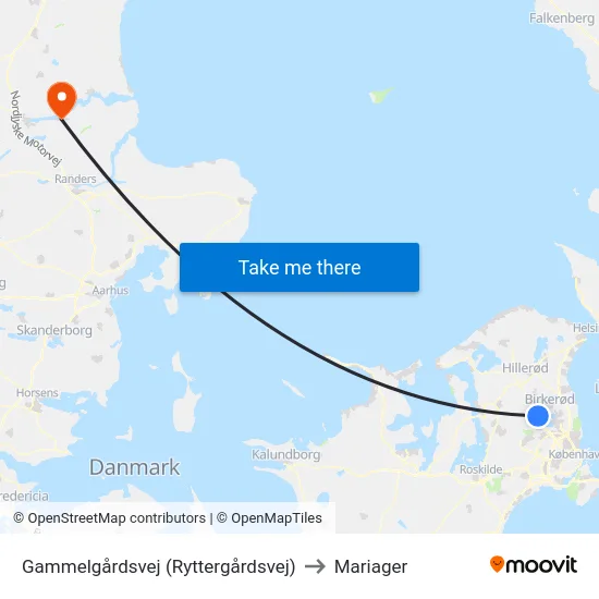 Gammelgårdsvej (Ryttergårdsvej) to Mariager map