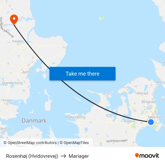 Rosenhøj (Hvidovrevej) to Mariager map