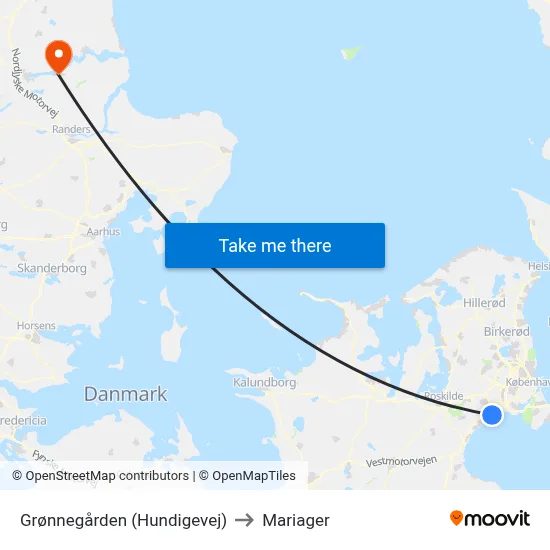 Grønnegården (Hundigevej) to Mariager map
