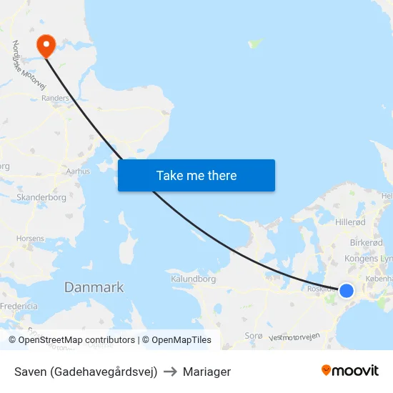 Saven (Gadehavegårdsvej) to Mariager map