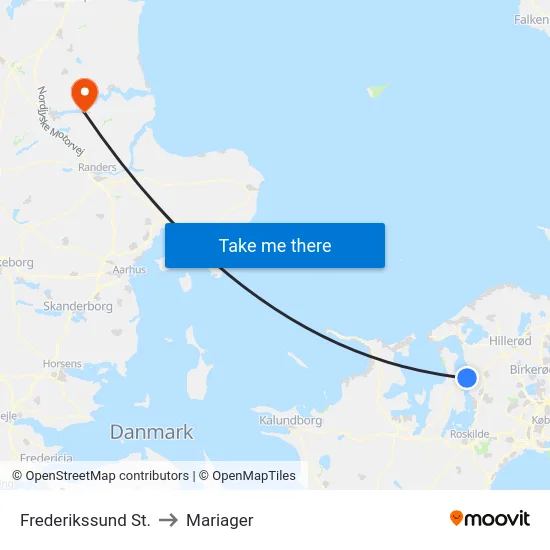 Frederikssund St. to Mariager map