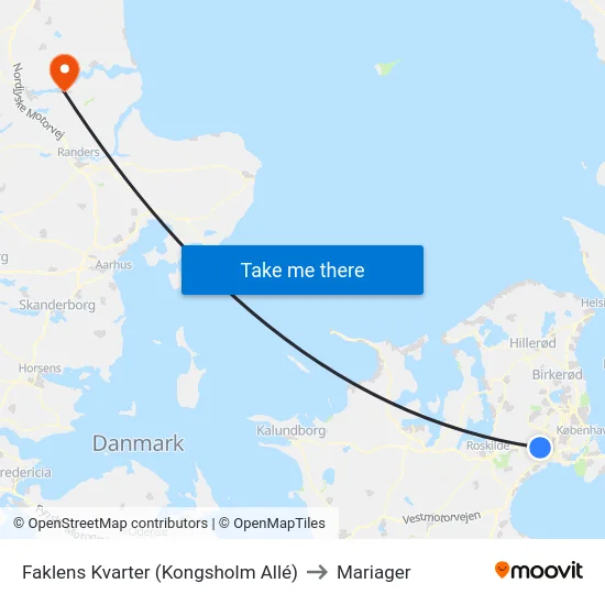 Faklens Kvarter (Kongsholm Allé) to Mariager map