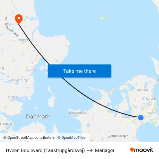Hveen Boulevard (Taastrupgårdsvej) to Mariager map
