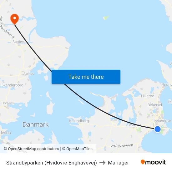 Strandbyparken (Hvidovre Enghavevej) to Mariager map