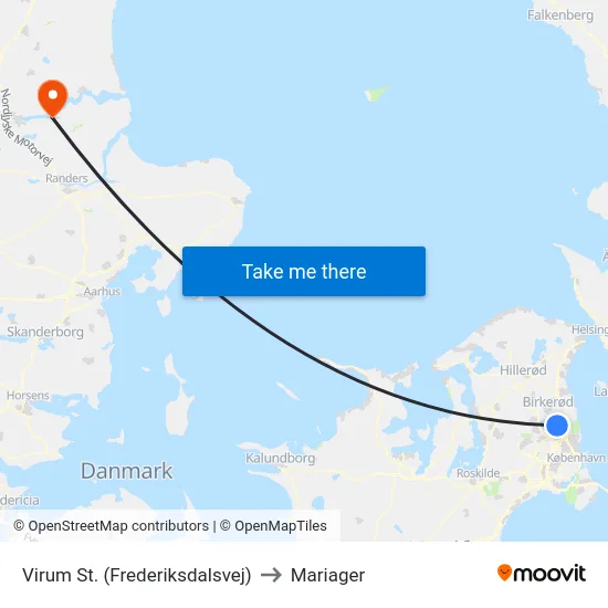 Virum St. (Frederiksdalsvej) to Mariager map