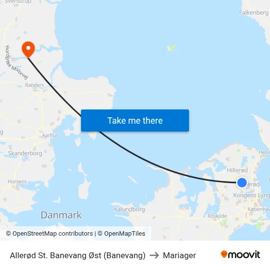 Allerød St. Banevang Øst (Banevang) to Mariager map
