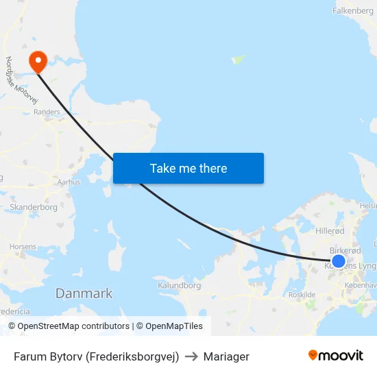 Farum Bytorv (Frederiksborgvej) to Mariager map