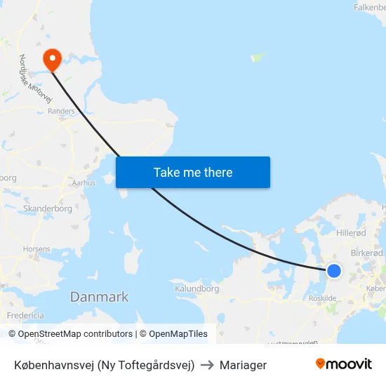 Københavnsvej (Ny Toftegårdsvej) to Mariager map