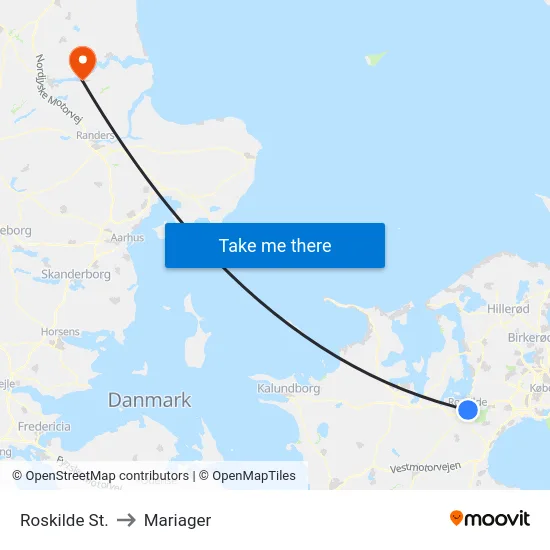 Roskilde St. to Mariager map