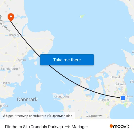 Flintholm St. (Grøndals Parkvej) to Mariager map