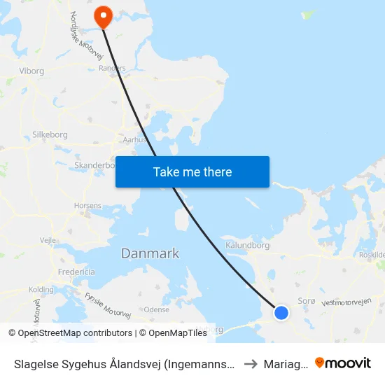 Slagelse Sygehus Ålandsvej (Ingemannsvej) to Mariager map