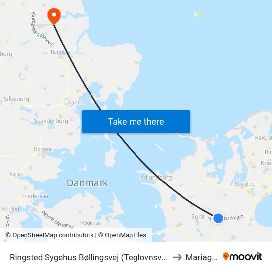Ringsted Sygehus Bøllingsvej (Teglovnsvej) to Mariager map
