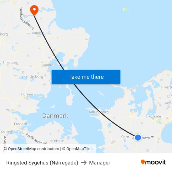 Ringsted Sygehus (Nørregade) to Mariager map