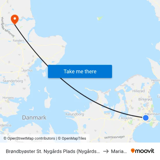 Brøndbyøster St. Nygårds Plads (Nygårds Plads) to Mariager map