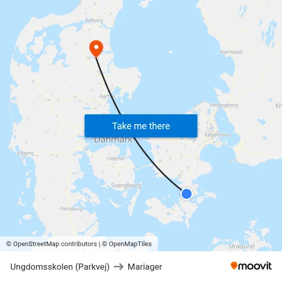 Ungdomsskolen (Parkvej) to Mariager map