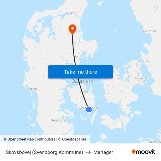 Skovsbovej (Svendborg Kommune) to Mariager map