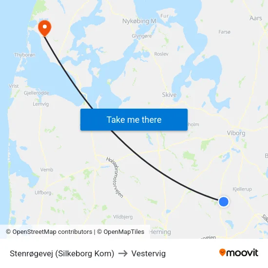 Stenrøgevej (Silkeborg Kom) to Vestervig map