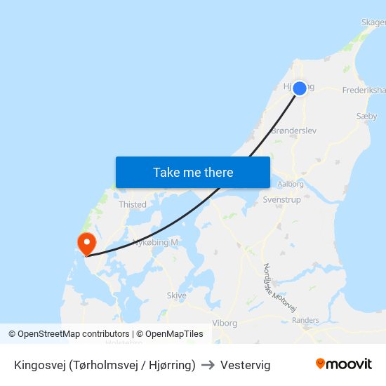 Kingosvej (Tørholmsvej / Hjørring) to Vestervig map