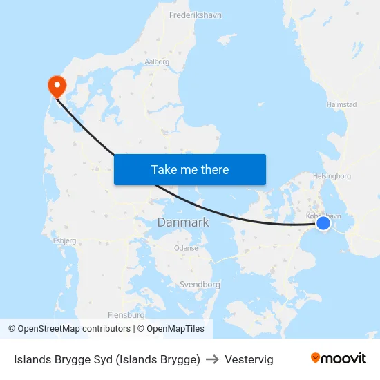 Islands Brygge Syd (Islands Brygge) to Vestervig map