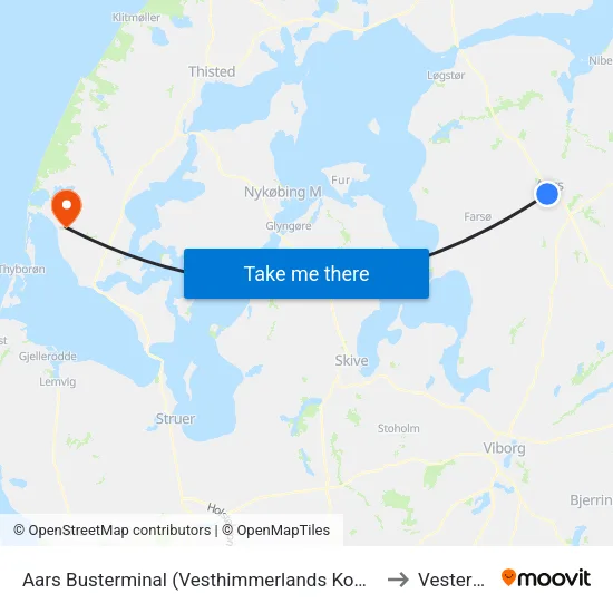 Aars Busterminal (Vesthimmerlands Komm.) to Vestervig map