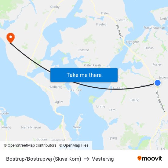 Bostrup/Bostrupvej (Skive Kom) to Vestervig map