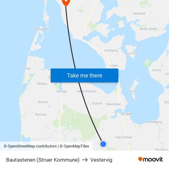 Bautastenen (Struer Kommune) to Vestervig map