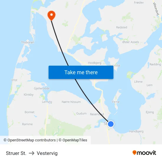 Struer St. to Vestervig map