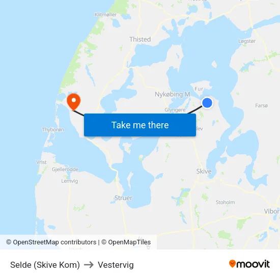 Selde (Skive Kom) to Vestervig map