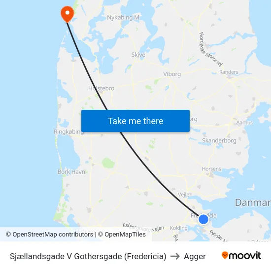 Sjællandsgade V Gothersgade (Fredericia) to Agger map