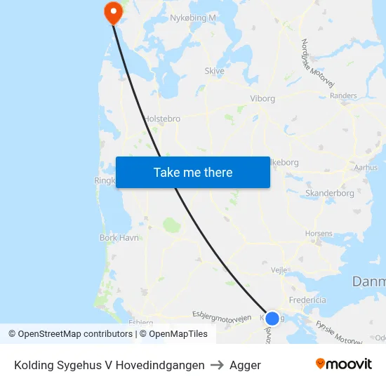 Kolding Sygehus V Hovedindgangen to Agger map