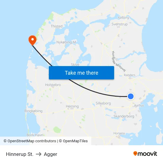 Hinnerup St. to Agger map