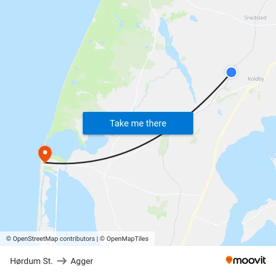 Hørdum St. to Agger map