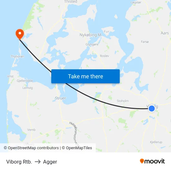 Viborg Rtb. to Agger map