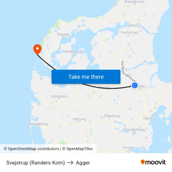 Svejstrup (Randers Kom) to Agger map