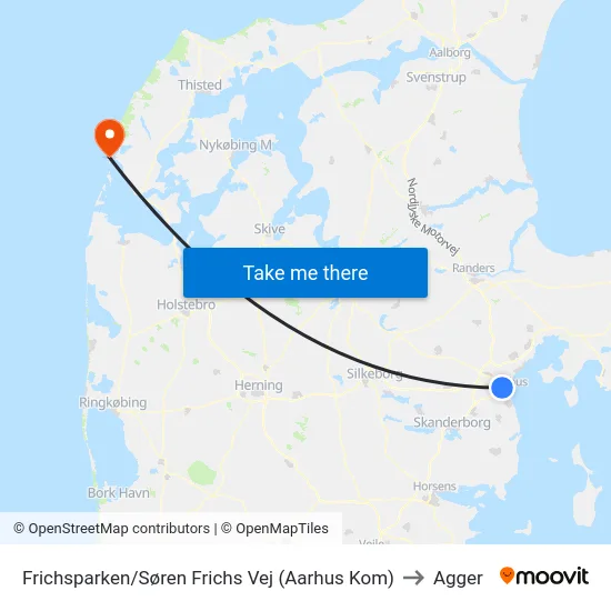 Frichsparken/Søren Frichs Vej (Aarhus Kom) to Agger map