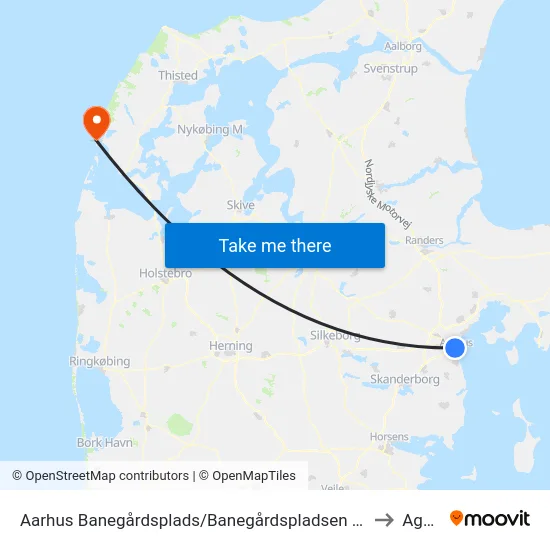 Aarhus Banegårdsplads/Banegårdspladsen (Flybus) to Agger map
