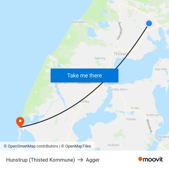 Hunstrup (Thisted Kommune) to Agger map