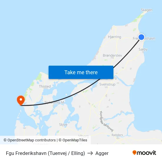 Fgu Frederikshavn (Tuenvej / Elling) to Agger map