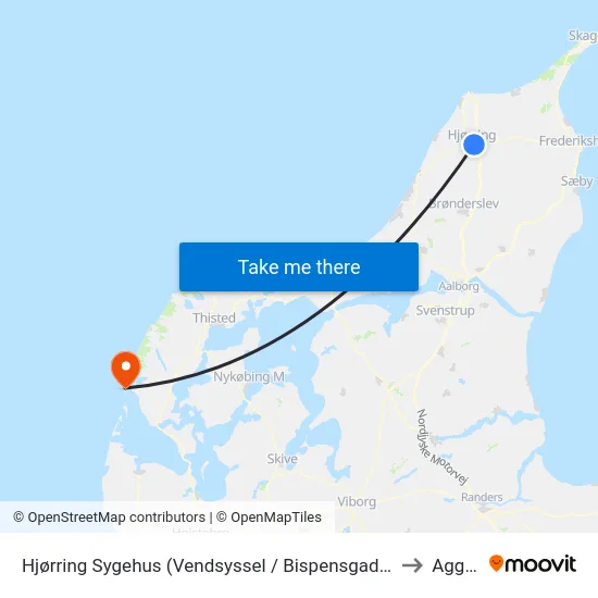 Hjørring Sygehus (Vendsyssel / Bispensgade) to Agger map