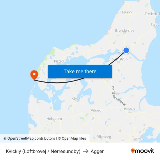 Kvickly (Loftbrovej / Nørresundby) to Agger map