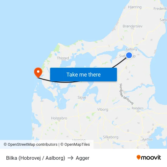 Bilka (Hobrovej / Aalborg) to Agger map